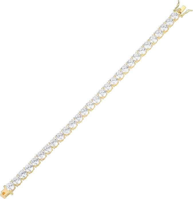 Amazon Essentials Plated Sterling Silver Round Cut Cubic Zirconia Tennis Bracelet