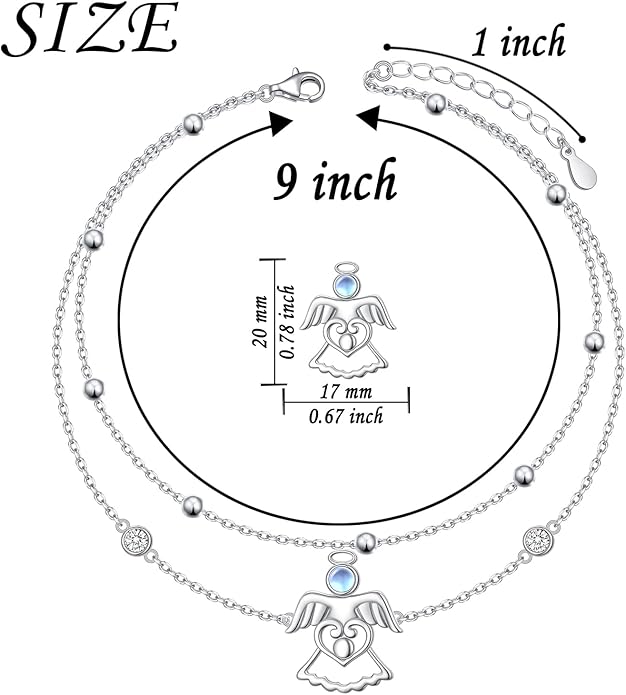 Anklets for Women 925 Sterling Silver Charm Layered Simulated Opal/Moonstone/Daisy/Infinity Summer Beach Ankle Bracelet Foot Chain Jewelry Birthday Valentine's Day Mother's Day Gift