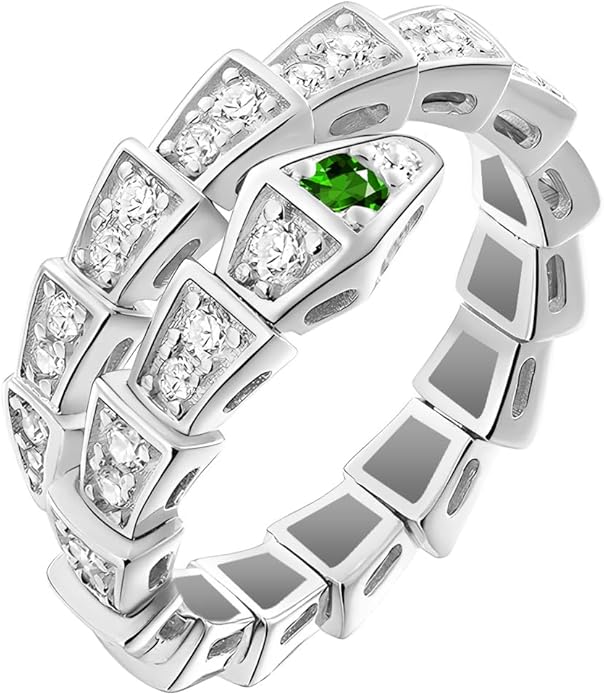 Aura & lrena Adjustable Snake Rings for Wome, 18K Gold or Platinum Plating Open-Ended Ring with AAA Cubic Zirconia Fashion Jewelry, Statement Gift Design Rings for Men and Women Non Tarnish