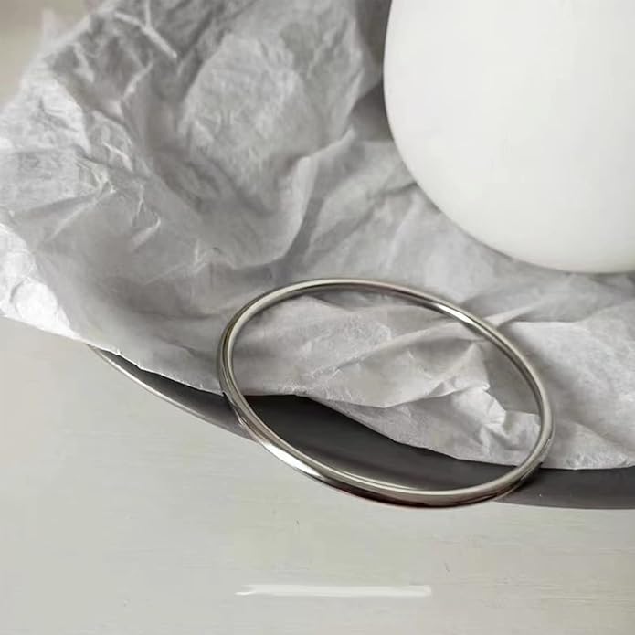 Kainier 3mm 14K Gold Plated Bracelet Stainless Steel Glossy Stackable Thin Round Bangle Bracelet for Women Solid Plain Polished Bracelet Best Gifts for Love