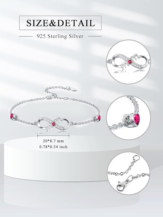 Dorunmo Infinity Bracelet Mom Bracelet 925 Sterling Silver 14K Gold Plated Infinity Heart Anklet for Women Christmas Jewelry Gifts for Wife Mom Daughter