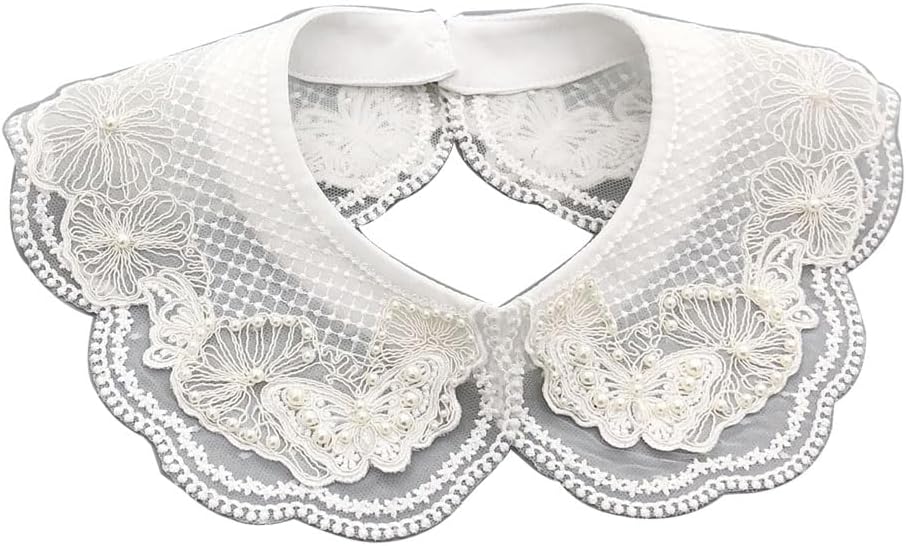 Statement Necklace for Women Girls Simulated Pearl Beaded Bib Detachable False Collar Choker Necklaces Clothing Accessory