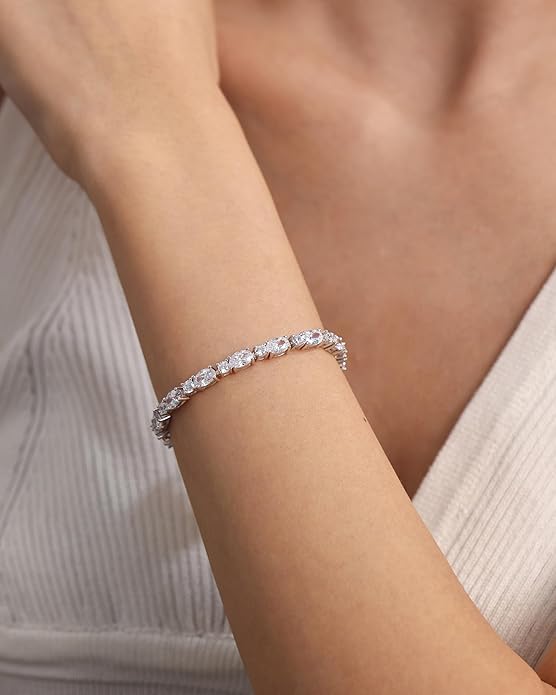 FANCIME Birthstone Bracelets Sterling Silver Tennis Bracelets Charm Fine Jewelry Birthday Gifts for Women 7"