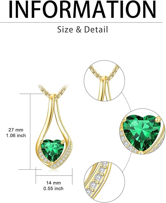 Birthstone Necklaces for Women,18k Yellow/White Gold Plated Forever Love Heart Infinity Pendant Necklace Anniversary Jewelry Christmas Birthday Gifts for Women Her Wife Girlfriend