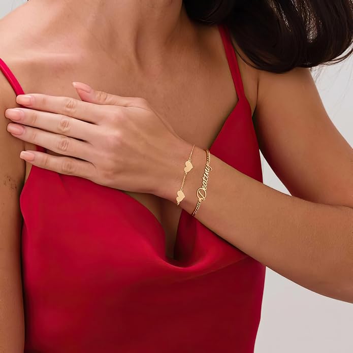Custom Bracelet with Name 18K Gold Plated Personalized Name Ankle Bracelet Adjustable, Customized Beach Jewelry Gifts for Women Girlfriend