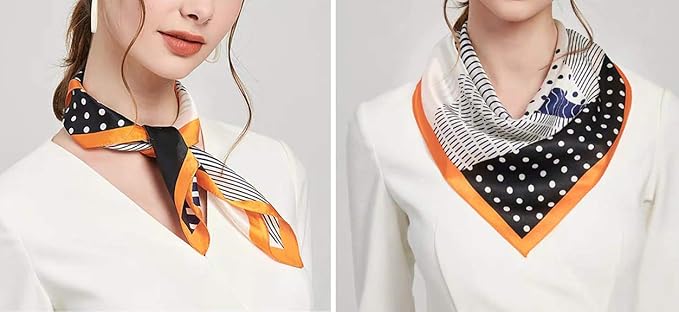 ANDANTINO 100% Mulberry Silk Scarf -21” Lightweight Square Neckerchief – Breathable Digital Printed Scarves with Gift Packed
