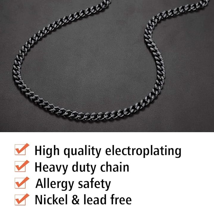 FindChic Men Curb Chain Necklace 18K Gold Plated/Stainless Steel/Black Chunky Double Tight Cuban Link Hip Hop Neck Chains for Men Boys 3.5MM/5MM/6MM/7MM/9MM/12MM 14''-30'' 8 Length Options (Send Gift Box)