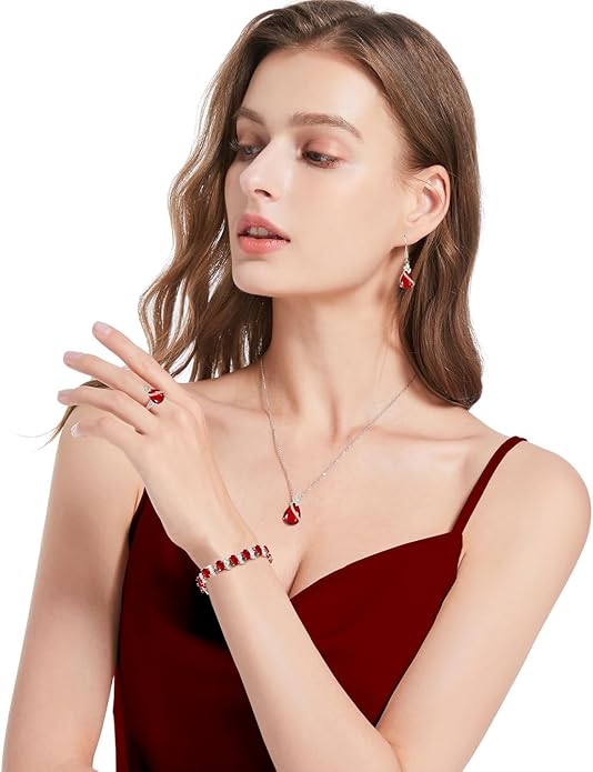 ZCGJWE Wedding Jewelry Set for Women Gem Necklace Earrings Bracelet Luxury Jewelry Set Birthday Valentine's Day Mother's Day Christmas Prom Jewelry Gift