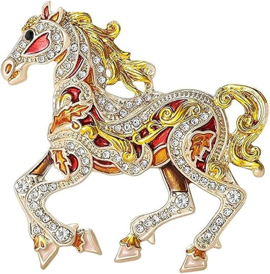 2026 New Year Of Horse Pin Brooch, Good Luck Chinese Zodiacs Horse Pins For Fashion Accessories Animal Lucky Charm Statue Feng Shui Gifts Jewelry For Women Men