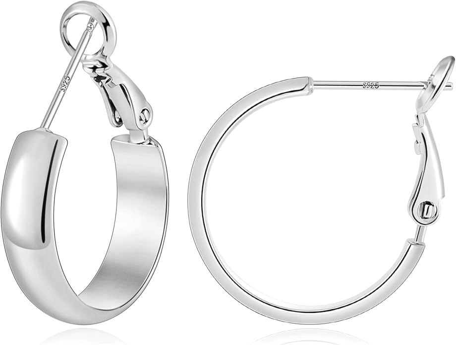 Gacimy 14K Gold Plated Hoop Earrings for Women, 14k Real Gold Plated with 925 Sterling Silver Post, Hypoallergenic Lightweight Thick Hoops Earrings for Women Trendy