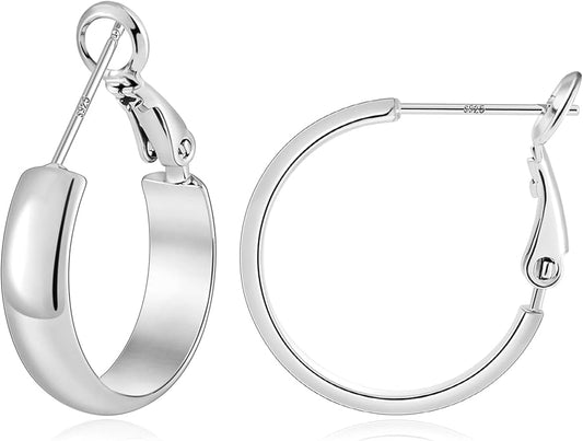 Gacimy 14K Gold Plated Hoop Earrings for Women, 14k Real Gold Plated with 925 Sterling Silver Post, Hypoallergenic Lightweight Thick Hoops Earrings for Women Trendy