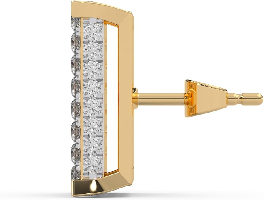 WHY SO SILVER INC 0.89 Ctw Natural Diamond Pave-Set Square Stud Earrings for Women | 925 Sterling Silver | Color I-J, Clarity I2-I3 | Fine Jewelry Gift Box Included