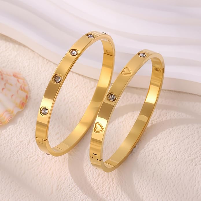Silver Bangles for Women - Stainless Steel Love & Friendship Bracelet Set with Gift Box | Daily Wear & Party Jewelry