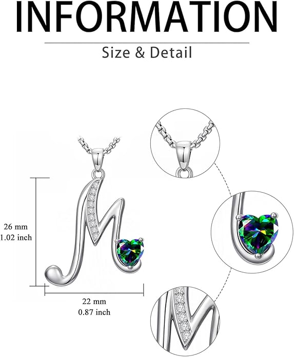 Christmas Gifts for Women Alphabet A to Z Initial Birthstone Pendant Necklaces for Women - 18k White Gold Plated Personalized Name Jewelry Valentine Mothers Day Birthday Gifts for Women Her Girlfriend