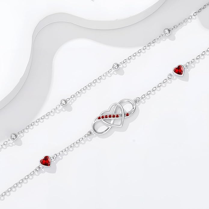 Anklet for Women 925 Sterling Silver Double Infinity Ankle Bracelet Waterproof Summer Jewelry Anniversary Birthday Gifts for Her