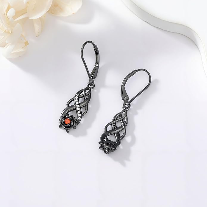 JUSTKIDSTOY Witches Knot Earrings for Women 925 Sterling Silver Nudo De Bruja Dangle Leverback Earrings Celtic Jewelry Halloween Birthday Gift