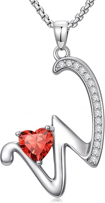 Christmas Gifts for Women Alphabet A to Z Initial Birthstone Pendant Necklaces for Women - 18k White Gold Plated Personalized Name Jewelry Valentine Mothers Day Birthday Gifts for Women Her Girlfriend