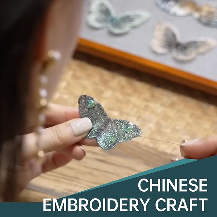 Forget me not Flower Brooch Handmade Gold Thread Embroidered and hand-Drip Enamel leaf, Gradient Botanical Floral Brooch pins for women, SHE'S FREE STYLE JUST FOR YOU [Bencao Gangmu Series]Vintage Plant Jewelry