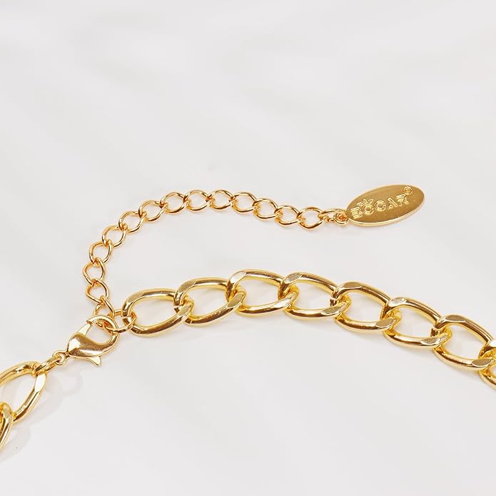 Bocar Layered Collar Necklace Statement Circle 2 Strand Chain Jewelry Necklaces Trendy for Women Gift