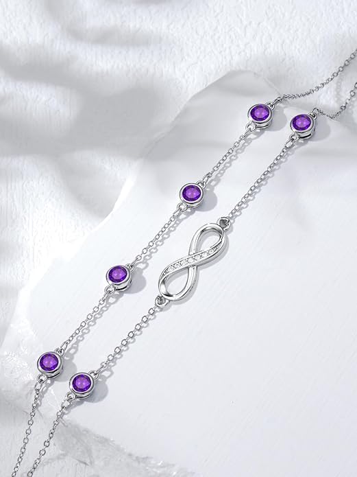 Dorunmo Anklet Bracelets for Women 925 Sterling Silver Infinity Anklets Bracelets Birthstone Jewelry Gifts for Mom Wife