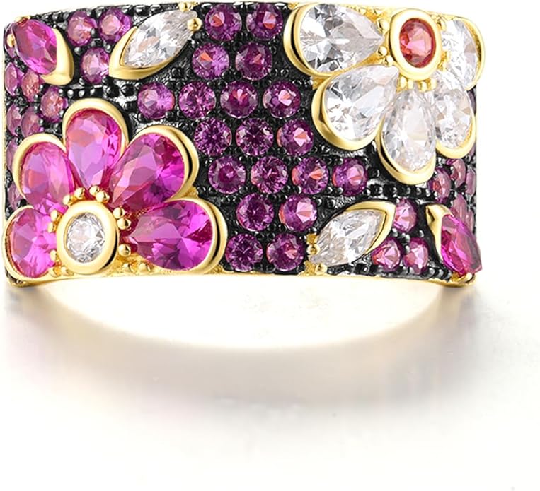 Santuzza 14K Gold Plated Dragonfly Ring Cubic Zirconia 925 Sterling Silver Butterfly Ring