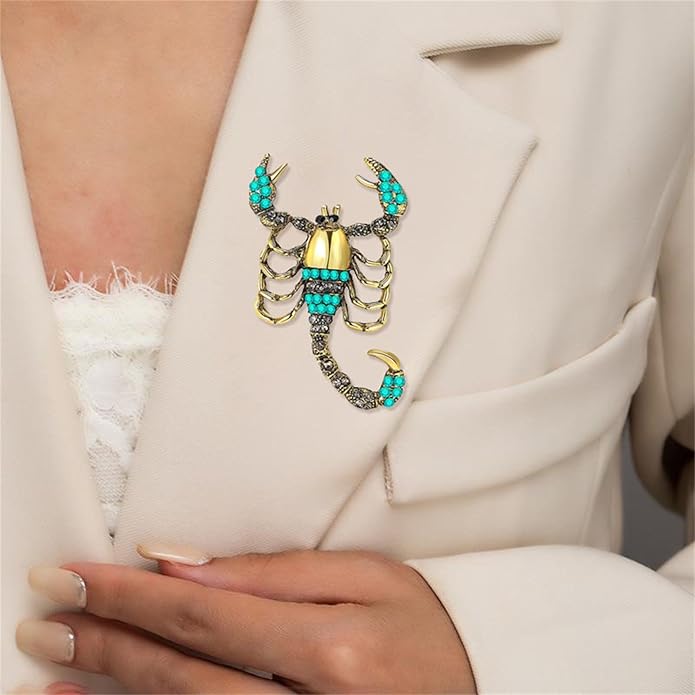 Dreuyet Rhinestone Scorpion Brooch Pin for Women Men Vintage Crystal Scorpion Brooches Punk Style Insect Animal Laple Pin Clothing Suits Accessories Christmas Birthday Jewelry