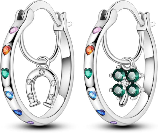 NARMO 925 Sterling Silver Hoop Earrings for Women Hypoallergenic Lightweight Simple Huggie Hoop Earrings Twisted Hoop Earrings Colorful Cubic Zirconia Hoop Earrings Rainbow Hoop Earrings