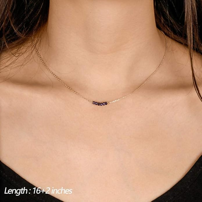 Turandoss Dainty Layered Choker Necklace, Handmade Y Pendant Necklace Multilayer Bar Disc Necklace Adjustable Layering Choker Necklaces for Women