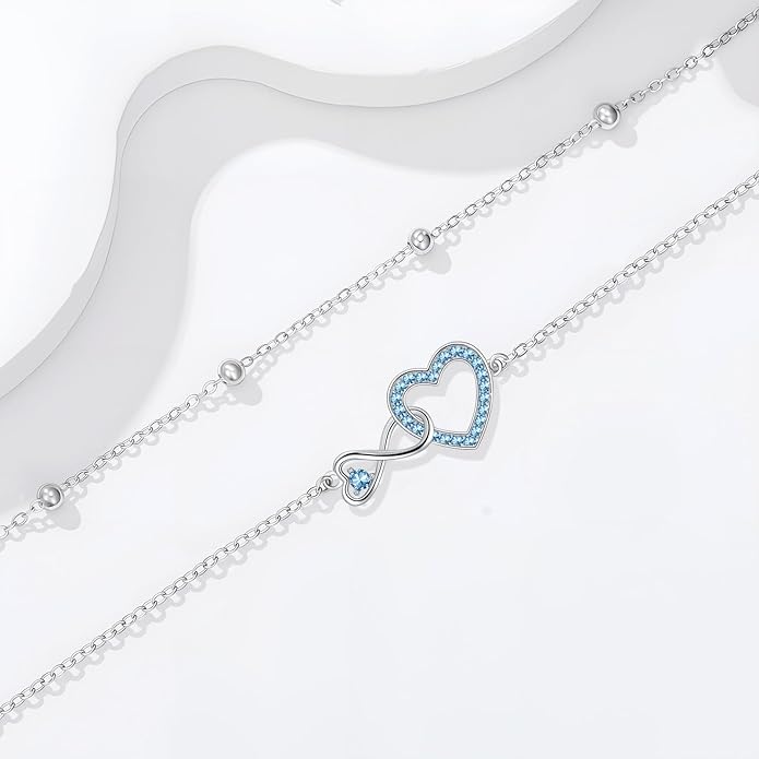 Anklet for Women 925 Sterling Silver Double Infinity Ankle Bracelet Waterproof Summer Jewelry Anniversary Birthday Gifts for Her