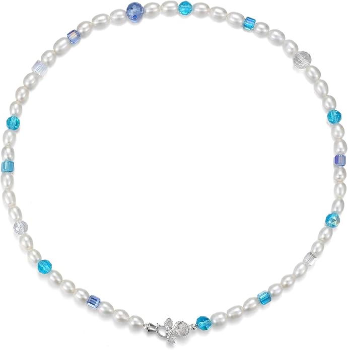 JOLI Real Pearl Necklace for Women with AAA+ Quality Round White Freshwater Genuine Cultured Pearls S925 Sterling Silver Adjustable Design Handmade Pearl Gifts