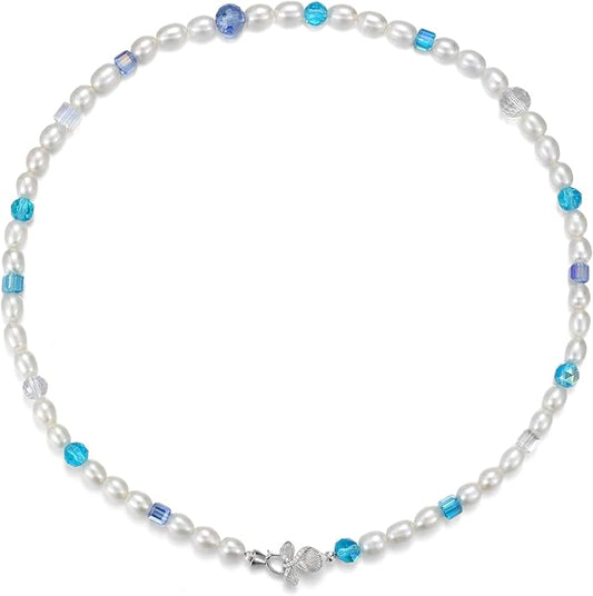 JOLI Real Pearl Necklace for Women with AAA+ Quality Round White Freshwater Genuine Cultured Pearls S925 Sterling Silver Adjustable Design Handmade Pearl Gifts