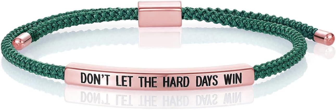 KHKINDPRO Dont Let The Hard Days Win Bracelet for Women Men, Handmade Braided Adjustable Wrap Stainless Steel To My Daughter/Best Friend Inspirational Gifts Ladies Jewelry