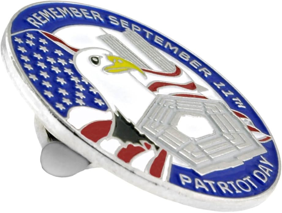 PinMart's 9/11 September 11th Patriotic Twin Towers Lapel Pin – 9/11 Memorabilia and Pentagon Remembrance – Commemorative Enamel Pins for Veterans, Events, Backpacks, Hats - Single or Bulk Packs