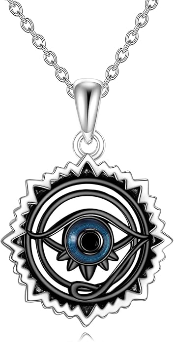 Evil Eye Necklace 925 Sterling Silver Evil Eye Pendant Necklace Greek Protection Jewelry Gifts Lucky Necklace for Women Men