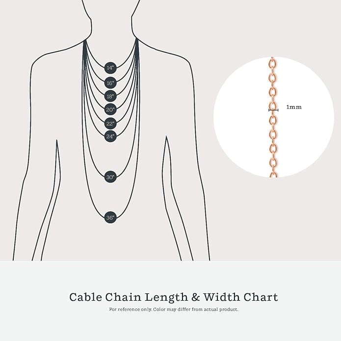 KEZEF 1mm 925 Sterling Silver Necklace for Women | 16-36 inch long Silver, 18k Gold, Rose Gold Necklaces for Women - Made In Italy Real Cable Chain Jewelry | Dainty cadena de plata s925 para mujer