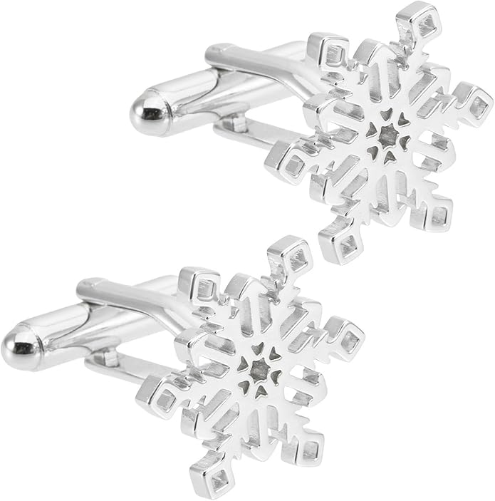 Jonwo Unique Snowflake Shape Cufflinks for Men Women In Gift Box Silver/Gold Men's Cuff Links Jewelry for Wedding Party Daily Office Business Events Tuxedo Dress