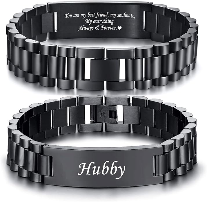 VNOX Masculine Watch Band Stainless Steel Link Bracelet Personalized Jewelry Gift for Men DAD Father Husband Boyfriend