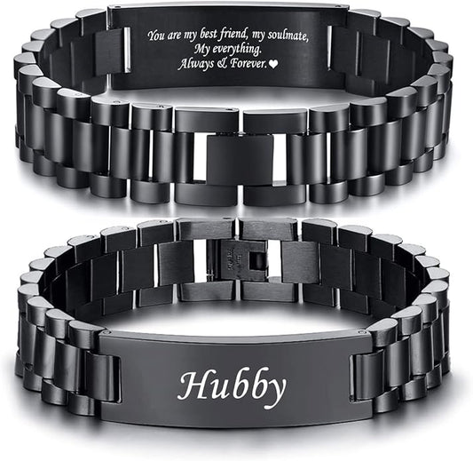 VNOX Masculine Watch Band Stainless Steel Link Bracelet Personalized Jewelry Gift for Men DAD Father Husband Boyfriend