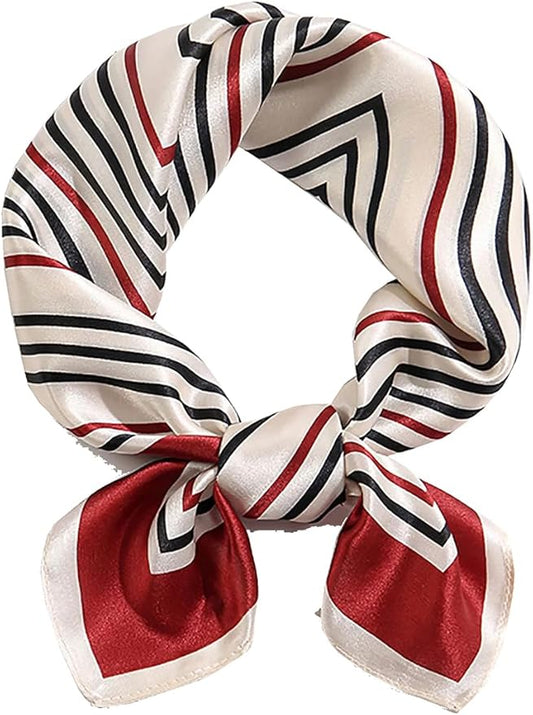ANDANTINO 100% Pure Mulberry Silk Small Square Scarves -21'' x 21''- Digital Printed Neckerchief –Women Men Lightweight Scarf