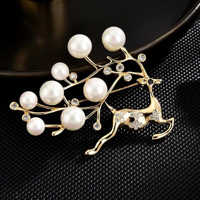 UNVAK Animal Brooches for Women Pearl Rhinestones Animal Brooch Pin Cute Animal Jewelry Gift for Wife Mom Girlfriends