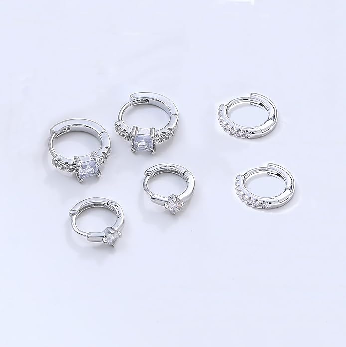 6 Pairs Gold Hoop Earrings for Women, 14K Gold Plated Huggie Hoop Earrings Set Hypoallergenic Lightweight Chunky Open Hoops Jewelry for Gift