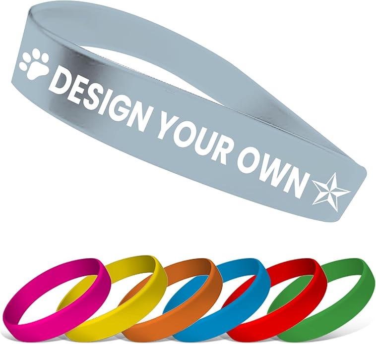 USMG Custom One Color Print Rubber Bracelets Silicone Wristbands - Add a Message - Personalized for Motivation, Events, Support, Fundraisers