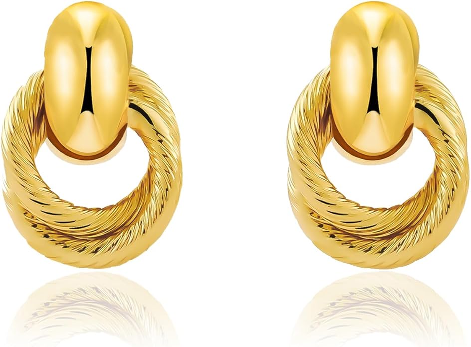 NIXMAX Chunky Small Knot Earrings Gold Silver Geometric Earrings for Women Dainty Gold and Silver Plated Dangle Drop Earrings Hypoallergenic and Lightweight Fashion Trendy Jewelry Gifts