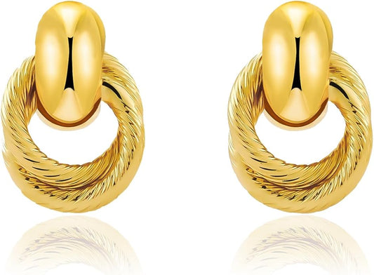 NIXMAX Chunky Small Knot Earrings Gold Silver Geometric Earrings for Women Dainty Gold and Silver Plated Dangle Drop Earrings Hypoallergenic and Lightweight Fashion Trendy Jewelry Gifts