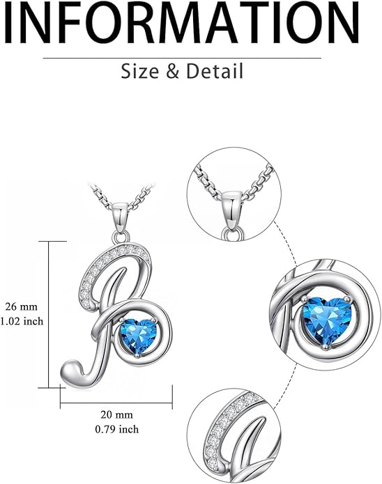 Christmas Gifts for Women Alphabet A to Z Initial Birthstone Pendant Necklaces for Women - 18k White Gold Plated Personalized Name Jewelry Valentine Mothers Day Birthday Gifts for Women Her Girlfriend