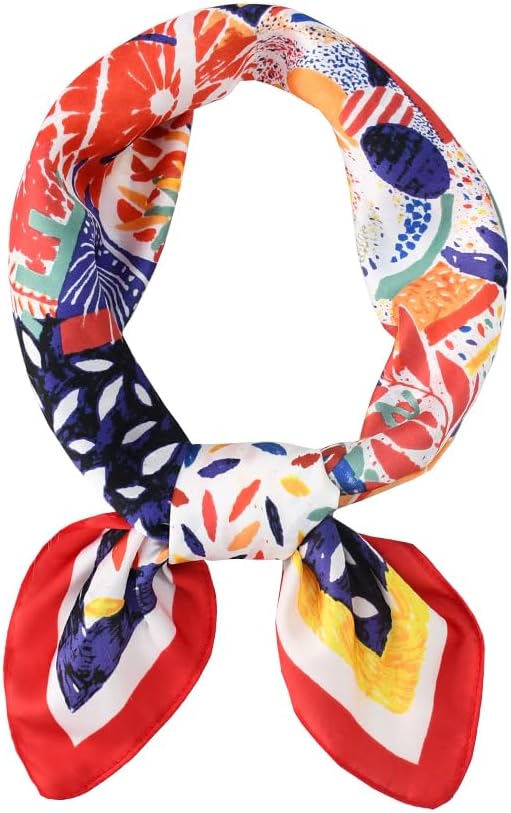 ANDANTINO 100% Mulberry Silk Scarf -21” Lightweight Square Neckerchief – Breathable Digital Printed Scarves with Gift Packed