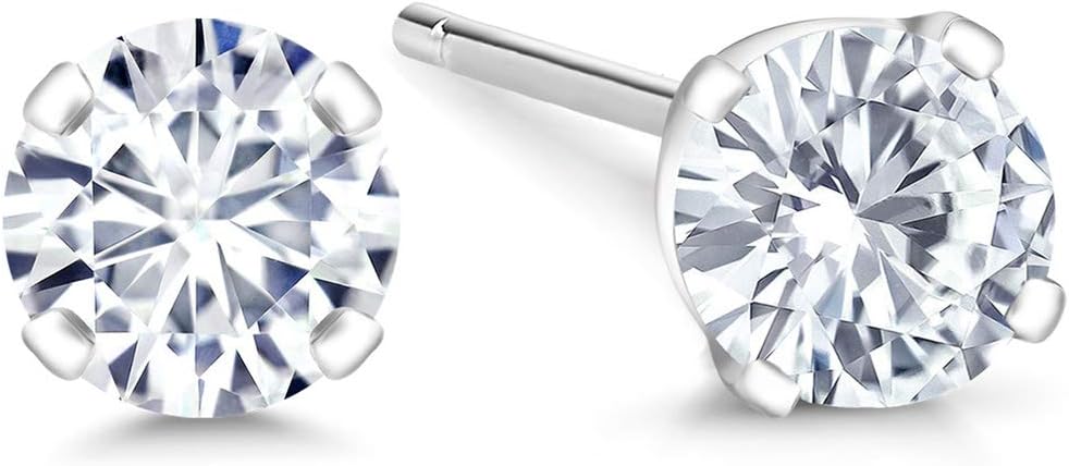 Gem Stone King 0.20 to 6 Cttw 14K Gold Lab Grown Diamond Stud Earrings | Gold Earrings For Women Men | E-F Color | VS1-VS2 Clarity