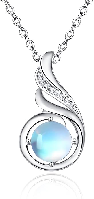 TANGPOET Birthstone Gemstone Necklaces for Women 925 Sterling Silver Dainty Pendant Jewelry Valentines Mothers Day Christmas Birthday Gifts for Mom Girlfriend Wife Daughter
