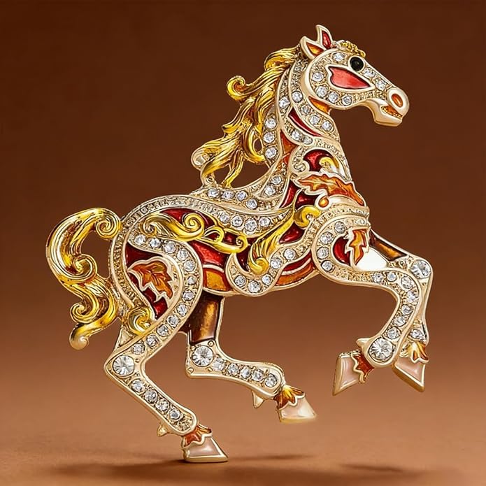 2026 New Year Of Horse Pin Brooch, Good Luck Chinese Zodiacs Horse Pins For Fashion Accessories Animal Lucky Charm Statue Feng Shui Gifts Jewelry For Women Men