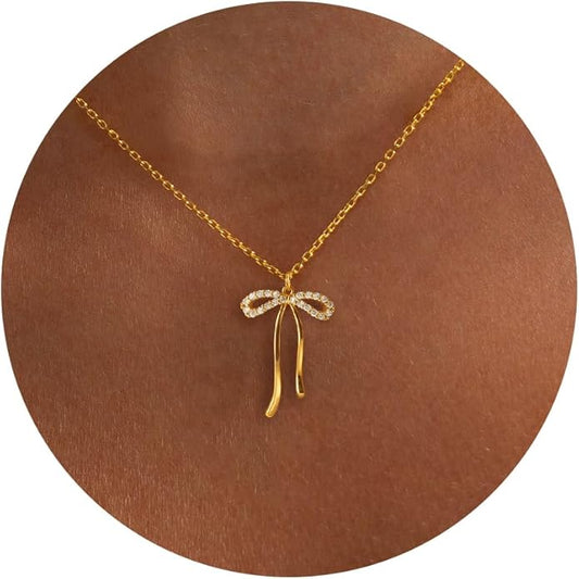 Gold Necklace for Women-14K Gold Plated Bow,Dragon,Shell, Palm Tree, Seahorse, Conch Shell,Sardines, Cowboy Boot,Bat,Bunny Pendant Beachy Jewelry for Women Gifts